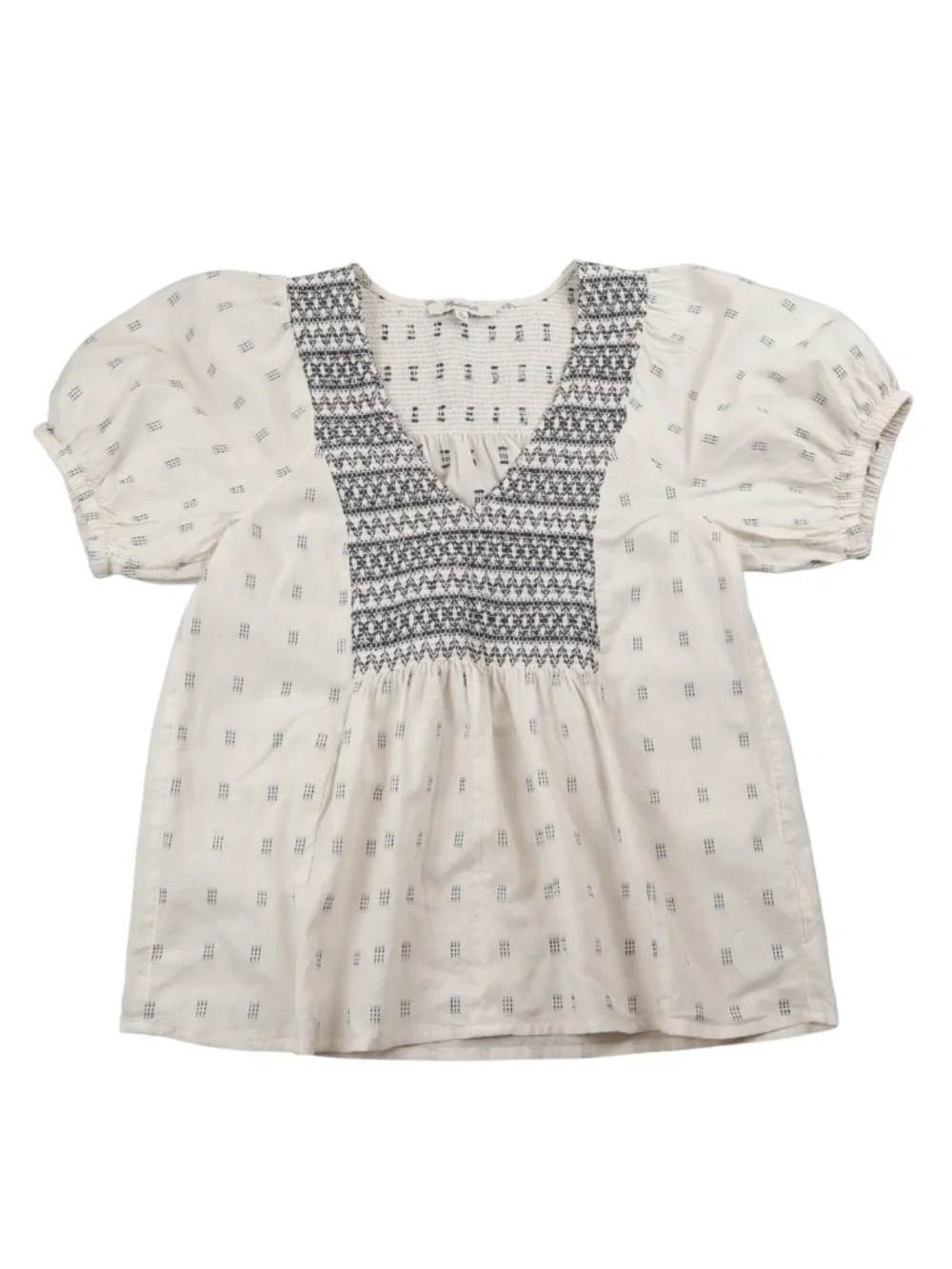 Madewell Embroidered Puff Sleeve Peasant Top XS